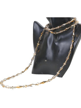 Vintage Crystal Necklace Champagne Gold Faceted Glass Flapper Rope Bead Long